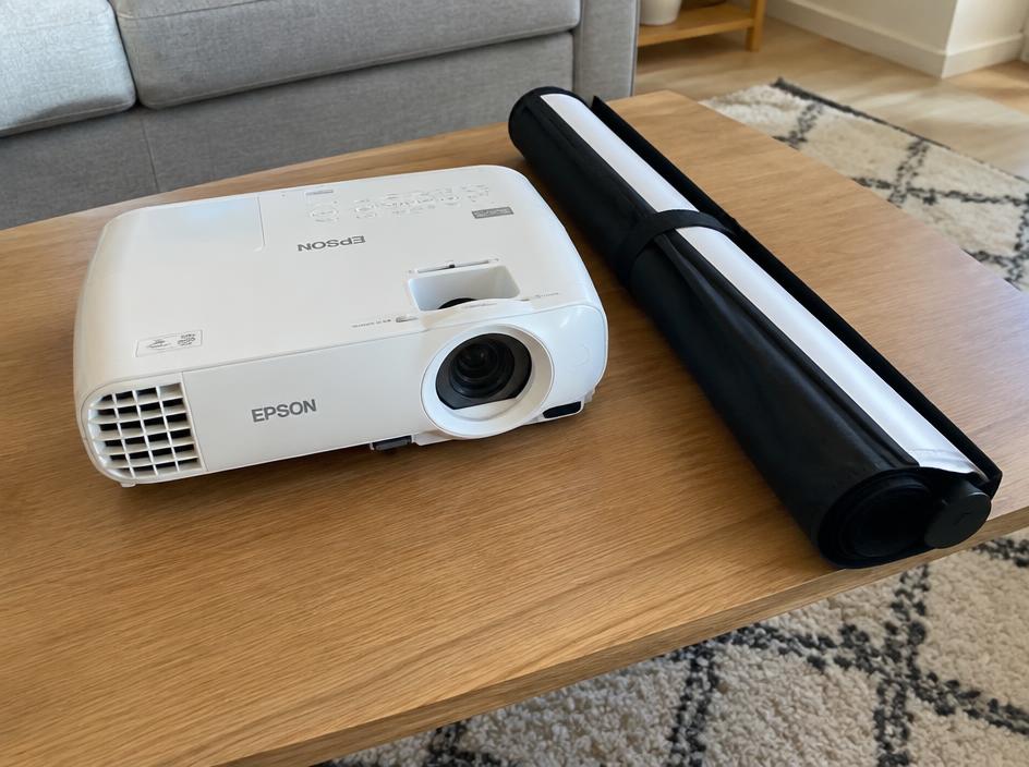 HD projector + 100" screen
